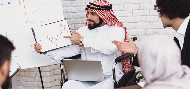 Professionals in office with positive engagement